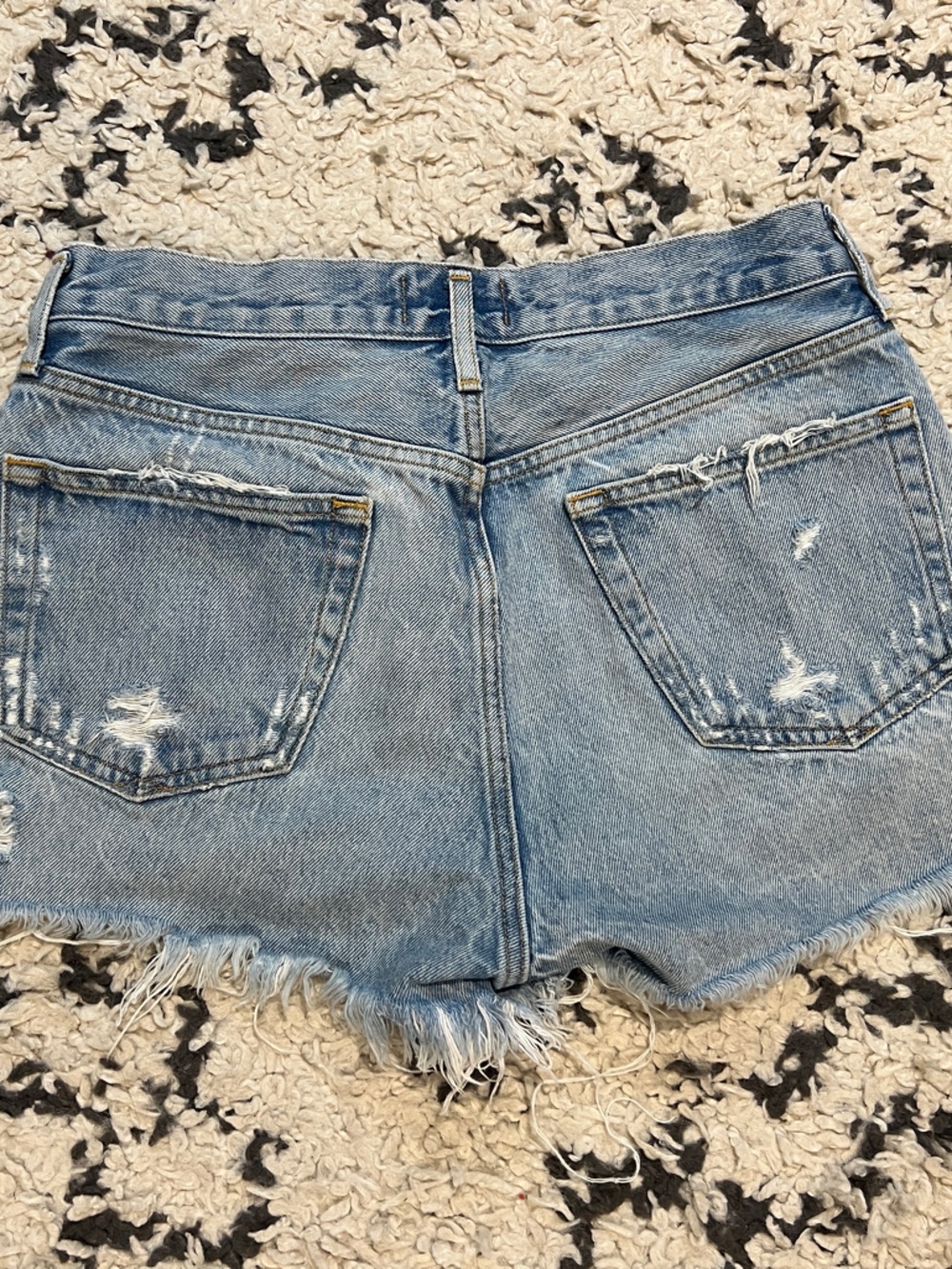 Agolde Light Wash Ripped Denim Cutoff Shorts - Picture 2 of 2